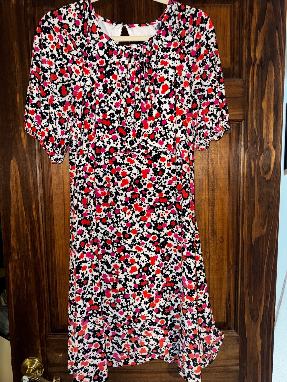 Tommy Hilfiger Black, White, Pink & Red Floral Shift Dress